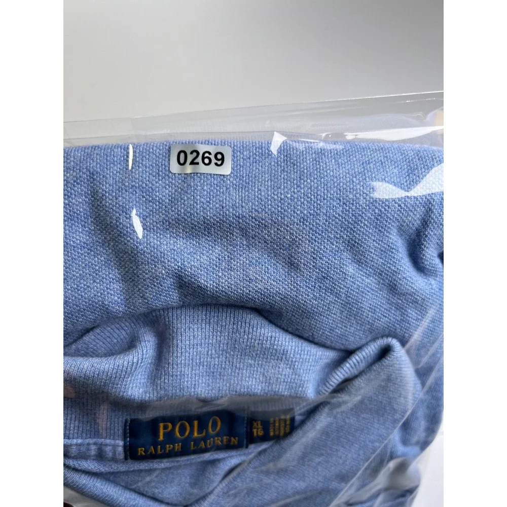 Polo Ralph Lauren Polo Shirt Mens XL Blue Long Sleeve Classic Fit Heathered